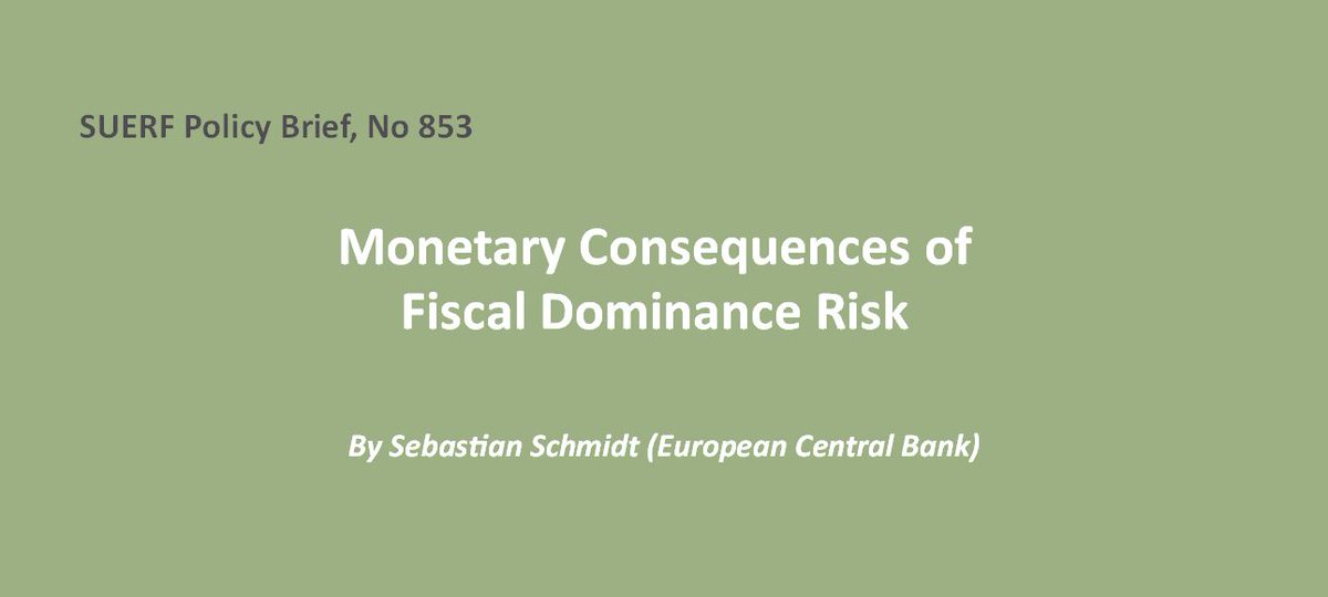 #SUERFpolicybrief “Monetary Consequences of Fiscal Dominance Risk” by @econschmidt (@ecb) tinyurl.com/3m6djzb5

#MonetaryPolicy #FiscalPolicy #InflationBias #RegimeShifts