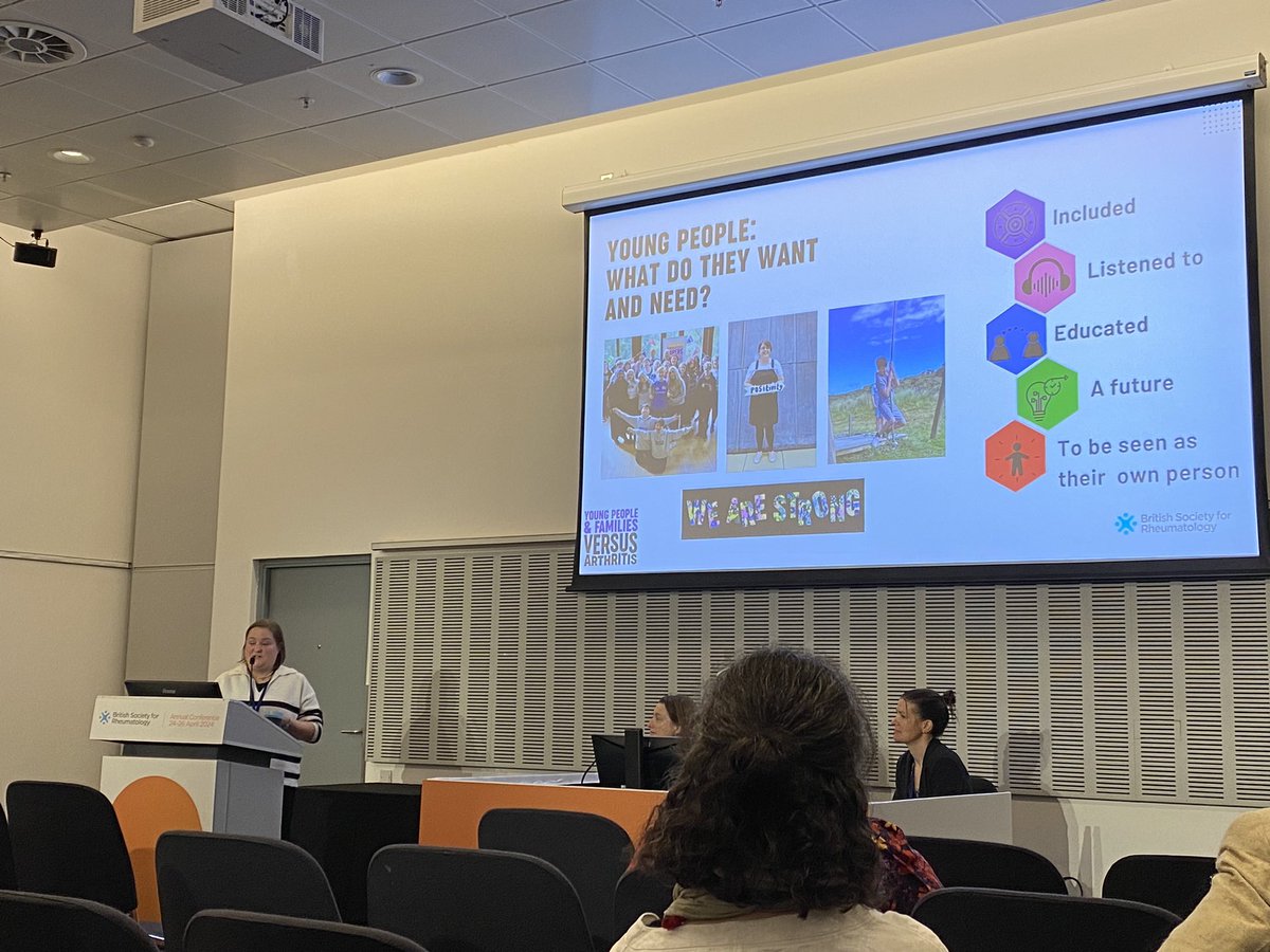 Kickstarting the day attending the Adolescent SIG. YPFS Manager @KlaireConnor @VersusArthritis presenting on young people’s perspectives, putting young people at centre of decisions, the power of youth work and importance of young people being seen as their own person #BSR24