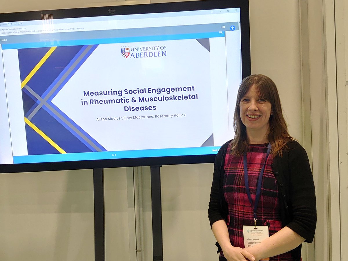 Picture from yesterday at #BSR24 - our fabulous Western Isles nurse Alison MacIver presenting her research poster on social engagement in people with rheumatic and musculoskeletal disease
