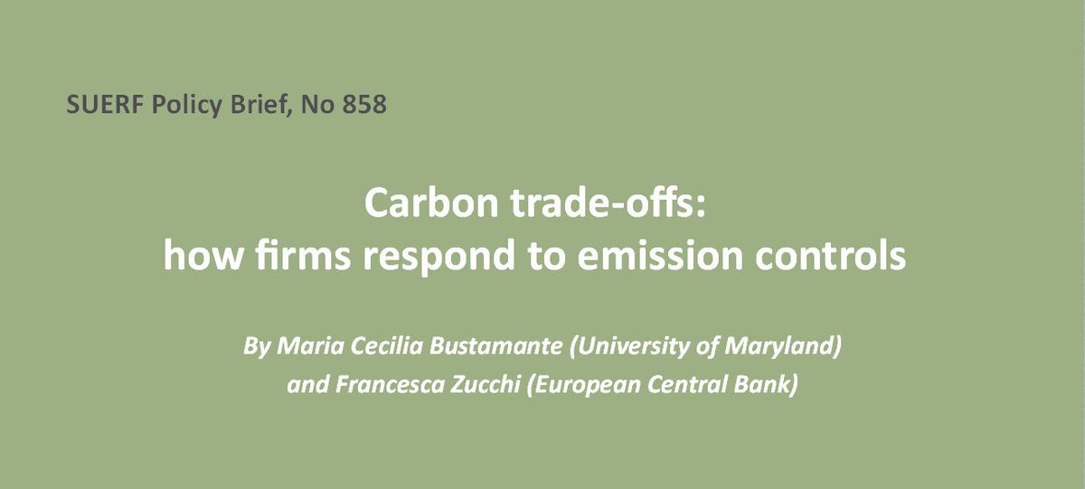 #SUERFpolicybrief “Carbon trade-offs: how firms respond to emission controls” by @mcecibustamante (@SmithSchool University of Maryland) and @FMZucchi (@ecb) tinyurl.com/3km4ha9w

#CarbonEmissions #CarbonAbatement #GreenInnovation #CarbonPricing #GreenSubsidies