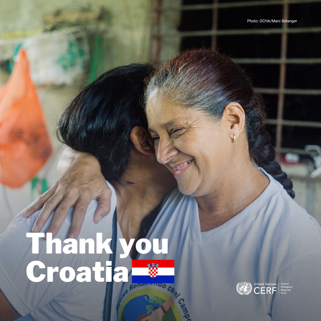 #OCHAthanks Croatia🇭🇷 for supporting @UNCERF. Your timely and generous contribution enables humanitarian actors to efficiently respond to the world’s most pressing crises and save millions of lives. Together, we #InvestInHumanity