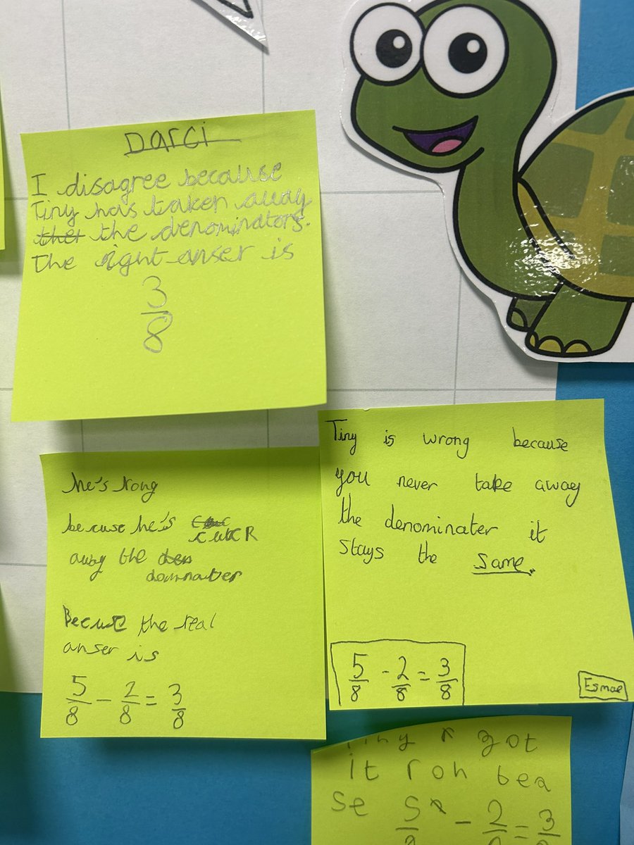 Yesterday’s challenge from Tiny was about subtracting fractions. We explained why Tiny’s answer was wrong 🐢 
<a href="/OrchardPrimaryA/">Orchard Primary</a>