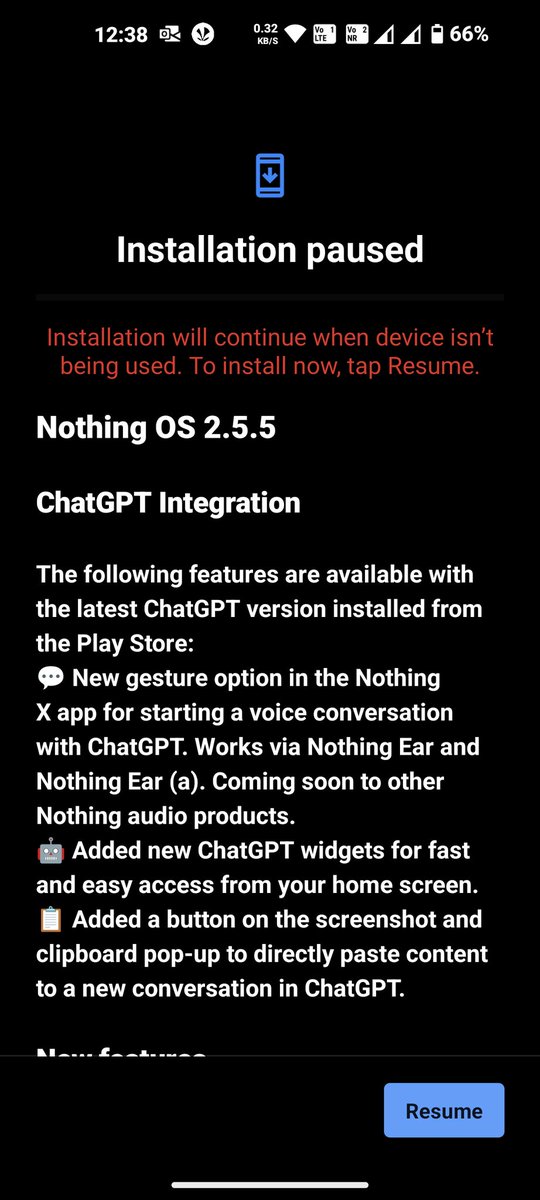 Guys Nothing Phone 1 get new update 'Nothing OS 2.5.5' including New features, Improvement and General Fixed of 180mb. So please update and explore☺️
#Nothingsupport
#NothingCommunity 
#NothingPhone1