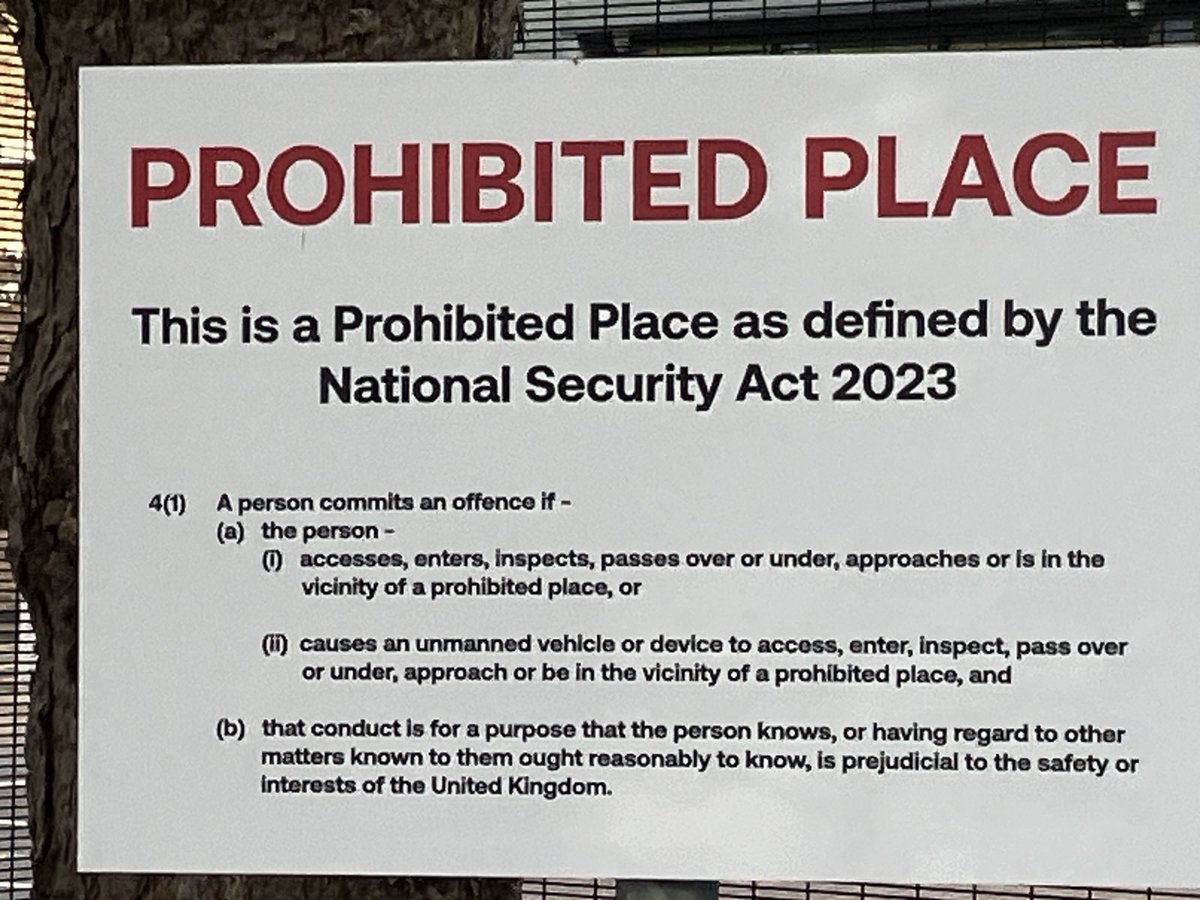 The National Security Act 2023 introduced to counter 'malign activity undertaken by foreign actors' created a new offence of entering a 'prohibited place for a purpose prejudicial to the UK'. It was always open to abuse - and now a gate of an Elbit arms facility has this warning