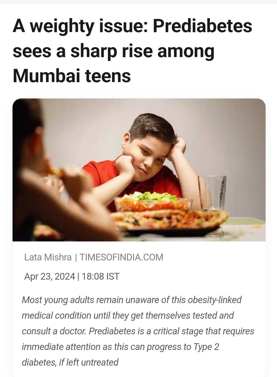 🚨'A weighty issue: Prediabetes sees a sharp rise among Mumbai teens'

Mumbai is witnessing an alarming rise in cases of prediabetes among teenagers. Worse, most young adults and their parents remain unaware of this obesity-linked medical condition until they get themselves…
