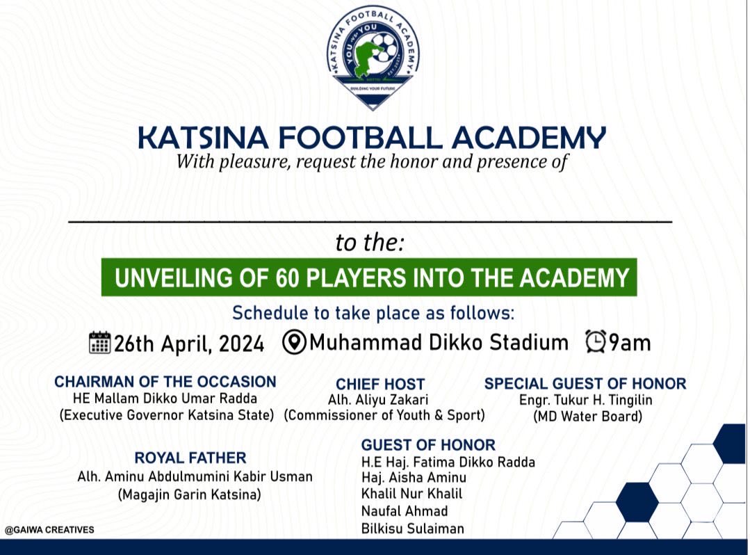 You are invited! ⁦@fatimatukr⁩ ⁦@Miqdad_Jnr⁩ ⁦@dikko_radda⁩ #football #dikko #YouVsYou
