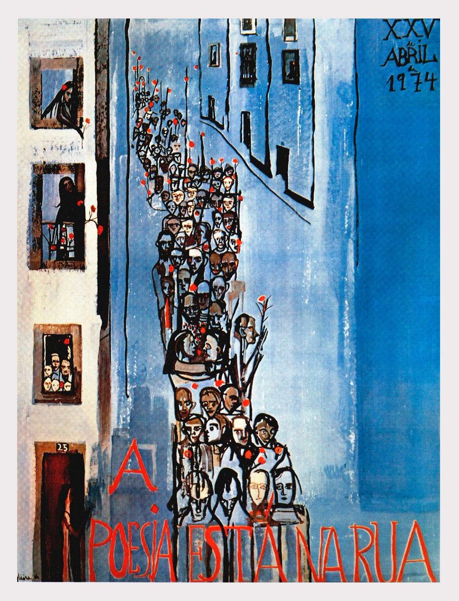 Poetry is in the street II : #April25, 1974, by artist Maria Helena Vieira da Silva, celebrating the peaceful #CarnationRevolution of 1974 which overthrew the fascist regime in Portugal #WomensArt