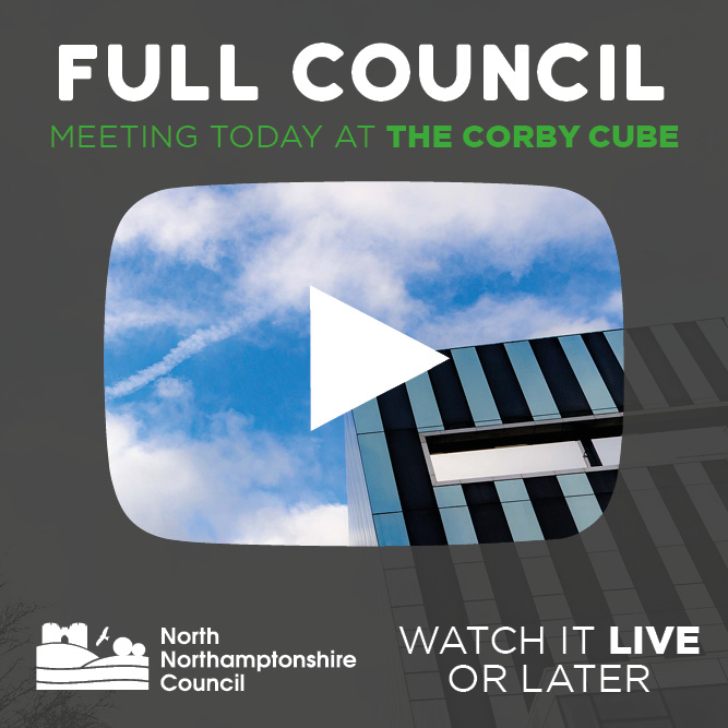 Full Council will meet today at The Corby Cube from 6pm. You can watch it live (or later) on our YouTube channel ow.ly/2yRX50ORt4R The meeting agenda and notes are available to read online ow.ly/k99w50Q9KcC