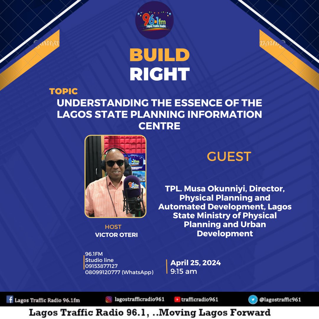 Let's discuss “The Essence of the Lagos State Planning Information Centre”.  Join the conversation on #BuildRight with @Oterivictor