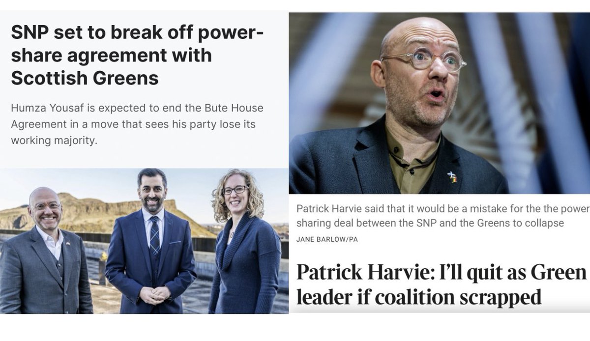 ‘SNP set to break off power sharing with Scottish Greens’ This should be followed by Patrick Harvie’s promised resignation followed by Lorna Slater then an explanation from Humza Yousaf who argued to keep the deal 48 hours ago.