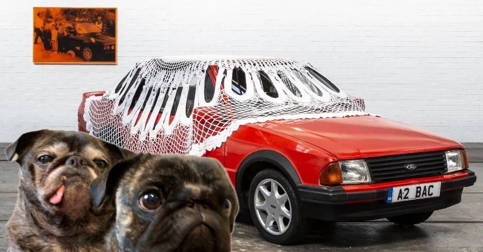 The Brindled Art Critics - Today we look at a fine work that is genuinely shortlisted for the Turner Prize this year. To the average man in the street it may just look like a Ford Escort with a big doily on top, but to us….. No, actually it is a car with a doily on top.