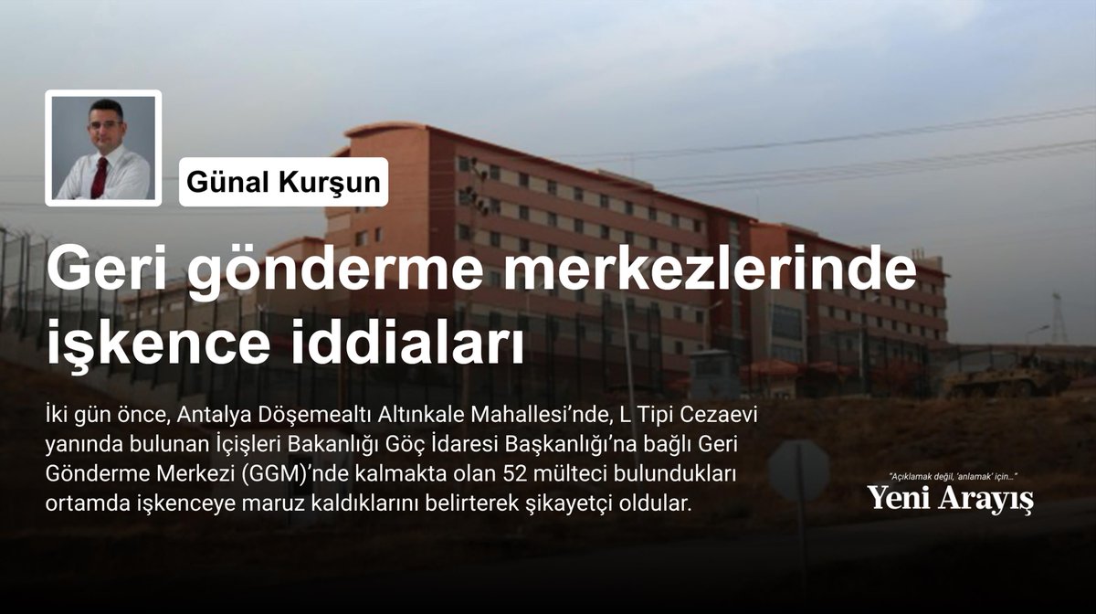 Geri gönderme merkezlerinde işkence iddiaları ❝ Antalya’daki GGM’den bir süredir bu tip haberler geliyordu, bu olayla birlikte lağım patladı. ❞ ✍️ Günal Kurşun (@gkursun) yazdı. Okumak için tıkla ➡️ yeniarayis.com/gunalkursun/ge…