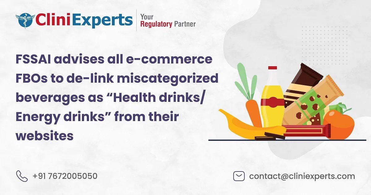 FSSAI has strongly recommended all e-commerce Food Business Operators (FBOs) to take immediate action to eliminate or de-link any drinks or beverages that fall within the scope of the FSS Act 2006 from being labelled as 'Health Drinks / Energy Drinks' on website.
#cliniexperts