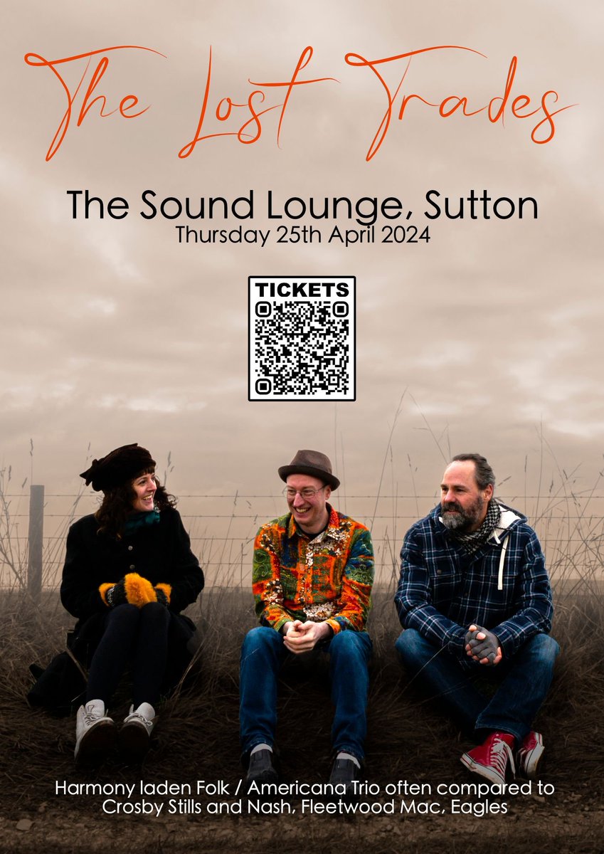 People of Sutton (and the wider South London area), we're bringing our particular brand of folk/americana to @soundloungeCIC tonight. Tickets have sold really well, but there should be room to squeeze a few more in.