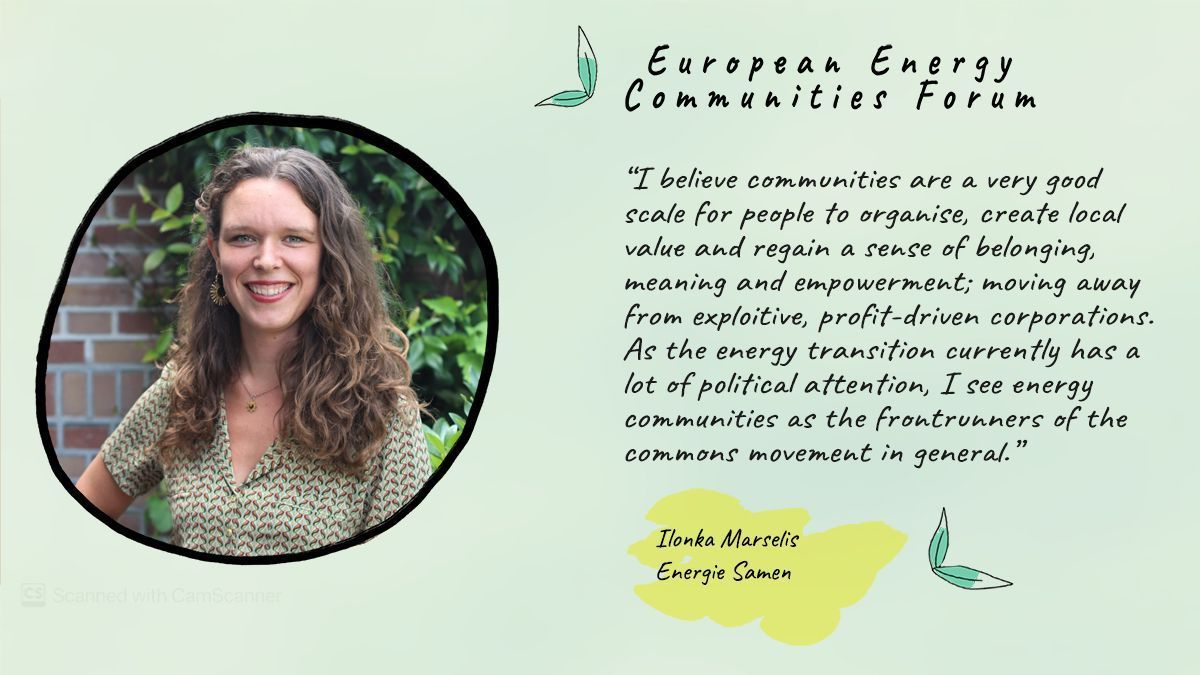 👏 We are presenting our next #EnergyCommunitiesForum speaker! ✨ We are looking forward to listening to Ilonka Marselis from @EnergieSamen in the session 'All you can heat: How to develop community-led heating & cooling'. Let’s build the blocks of #EnergyDemocracy! #EECF2024