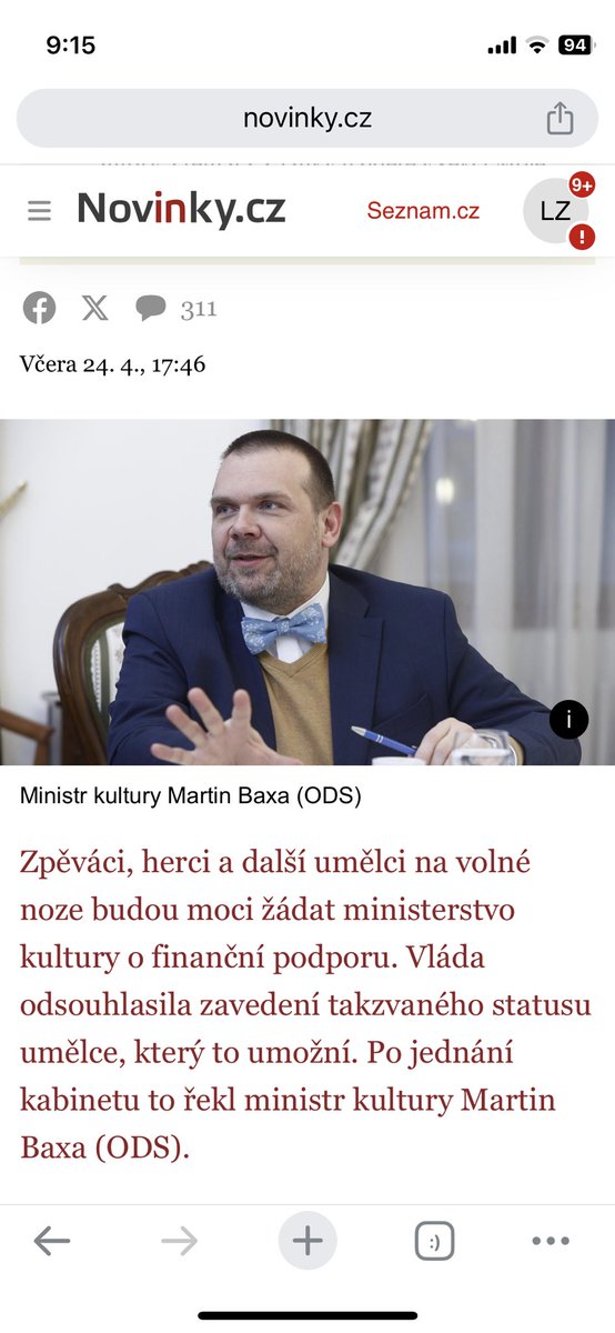 ZlamalovaLenka's tweet photo. Socialistické sklony ODS. Nové dotace na živobytí umělců. O tom, kdo je umělec hodný dotace rozhodnou úředníci. To už zní po všem zestátňování jako vtip. Kdyby s tím přišla progresivní levice, nepřekvapí to. https://t.co/TE3dZbwc5B