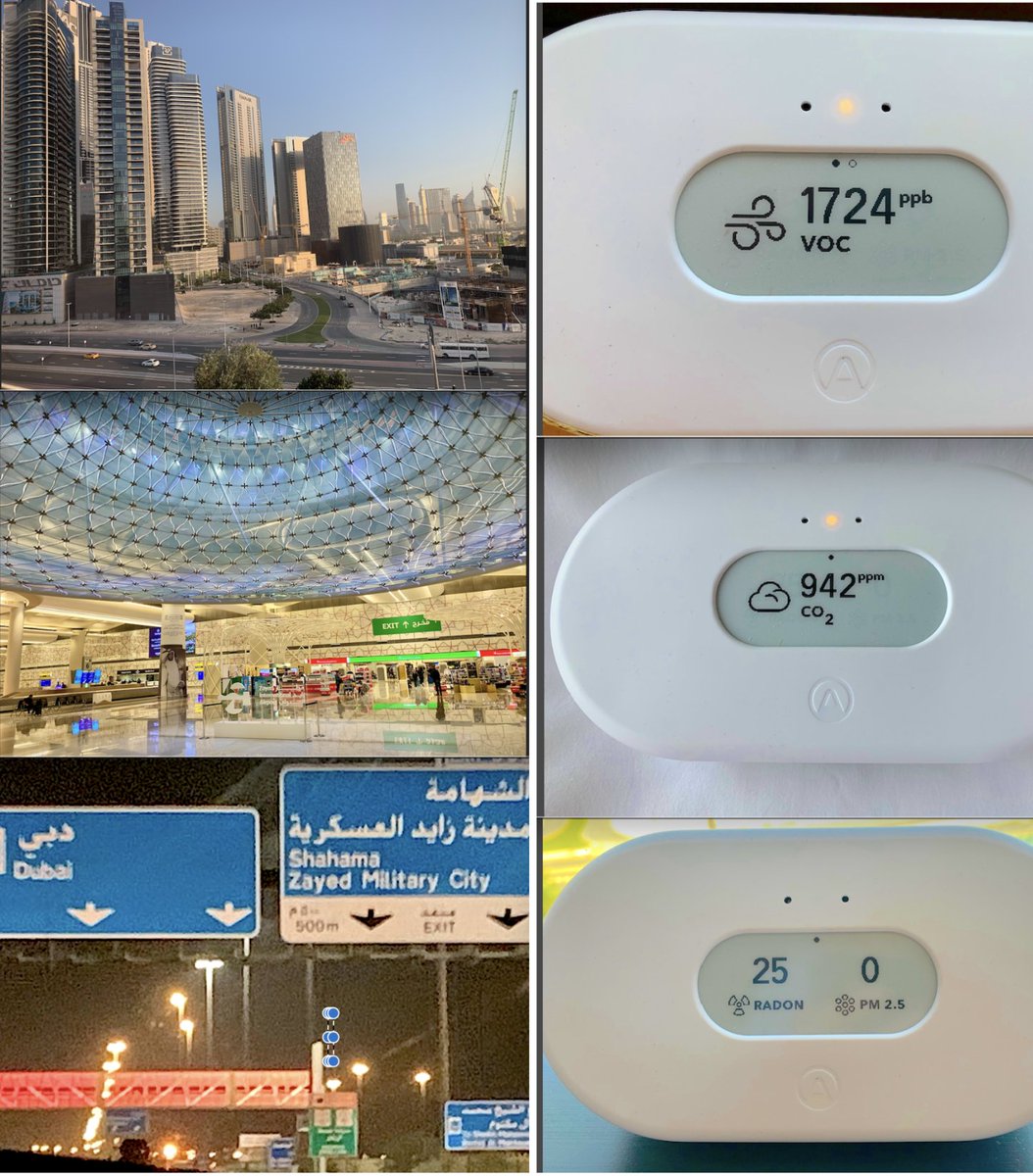 Some notes from traveling with the little air quality meter: 💡CO2 levels and 'volatile organic compound' (VOC) levels can be very high in hotels - many don't let you open the window (ironically to allow 'air conditioning' !!) 💡Particulate matter (e.g., PM2.5) can be high…