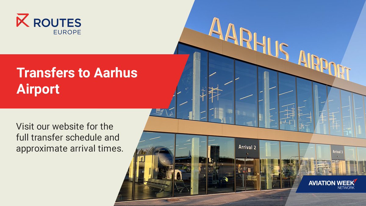 Delegates flying from Aarhus Airport today can access the full transfer schedule, designated stops, and approximate arrival times from our website: bit.ly/3Wbr0Af #RoutesEurope