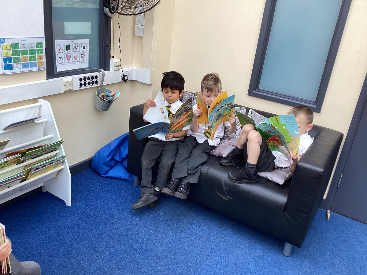 These children have been, ‘caught reading’ in our quiet room. @StMargarets_ #SMAreading Where is your favourite place to get comfy and read?