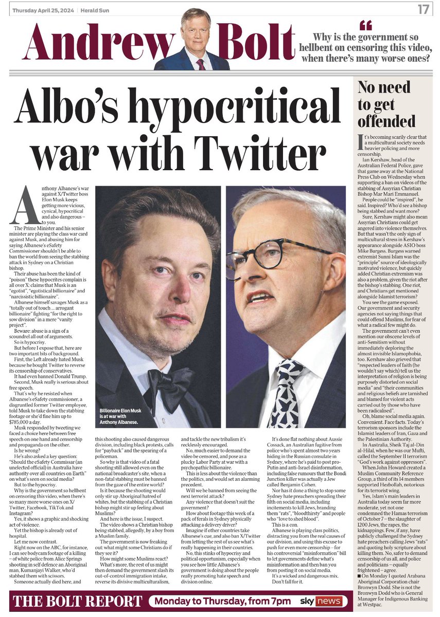 Andrew Bolt Sticks It To Albo

Anthony Albanese started a social media war with Elon Musk’s free speech platform X & by the looks of things it’s not going too well for our PM

His Labor Govt is a laughing stock, disparaging #Albomemes are viral & Albo is being humiliated

#Auspol