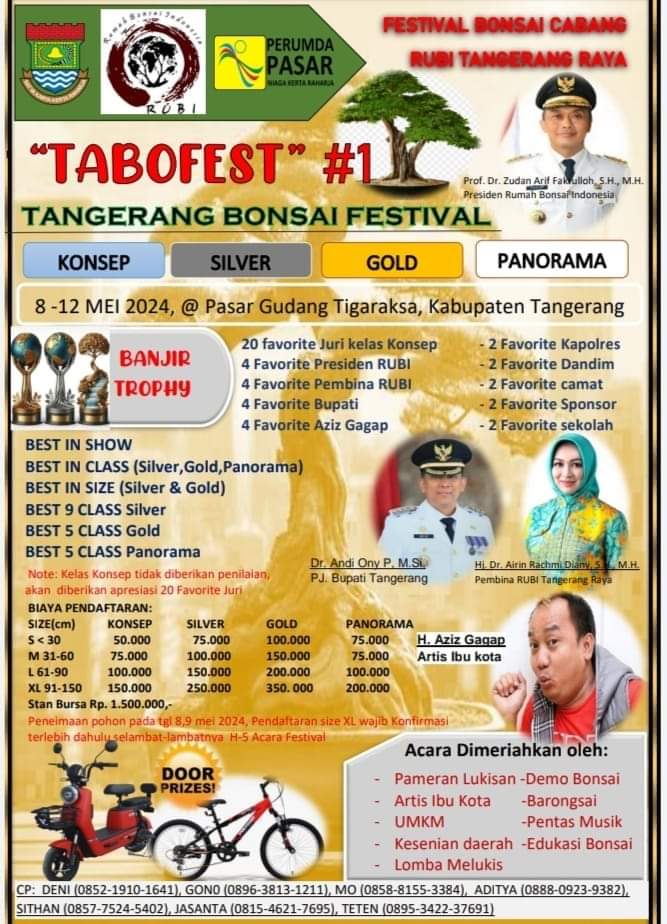 Tangerang Bonsai Festival, Pasar Gudang Tigaraksa Kab. Tangerang, 8 Mei sd 12 Mei 2024. <a href="/AboutTNG/">About Tangerang</a> , <a href="/Kota_Tangerang/">KOTA TANGERANG</a> #Bonsai #hobby
