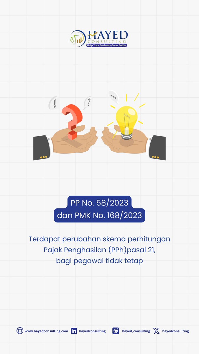 hayedconsulting's tweet photo. Hal ini bertujuan untuk meningkatkan keadilan dalam pemotongan pajak bagi semua jenis pekerja.
#pph21 #pajakpegawai #pegawaitidaktetap #pajakbadan #ilmuekonomi #ilmubisnis #ilmupajak #konsultankeuangan #konsultanbisnis #konsultanpajak #pajak https://t.co/vVyQdzeCCJ