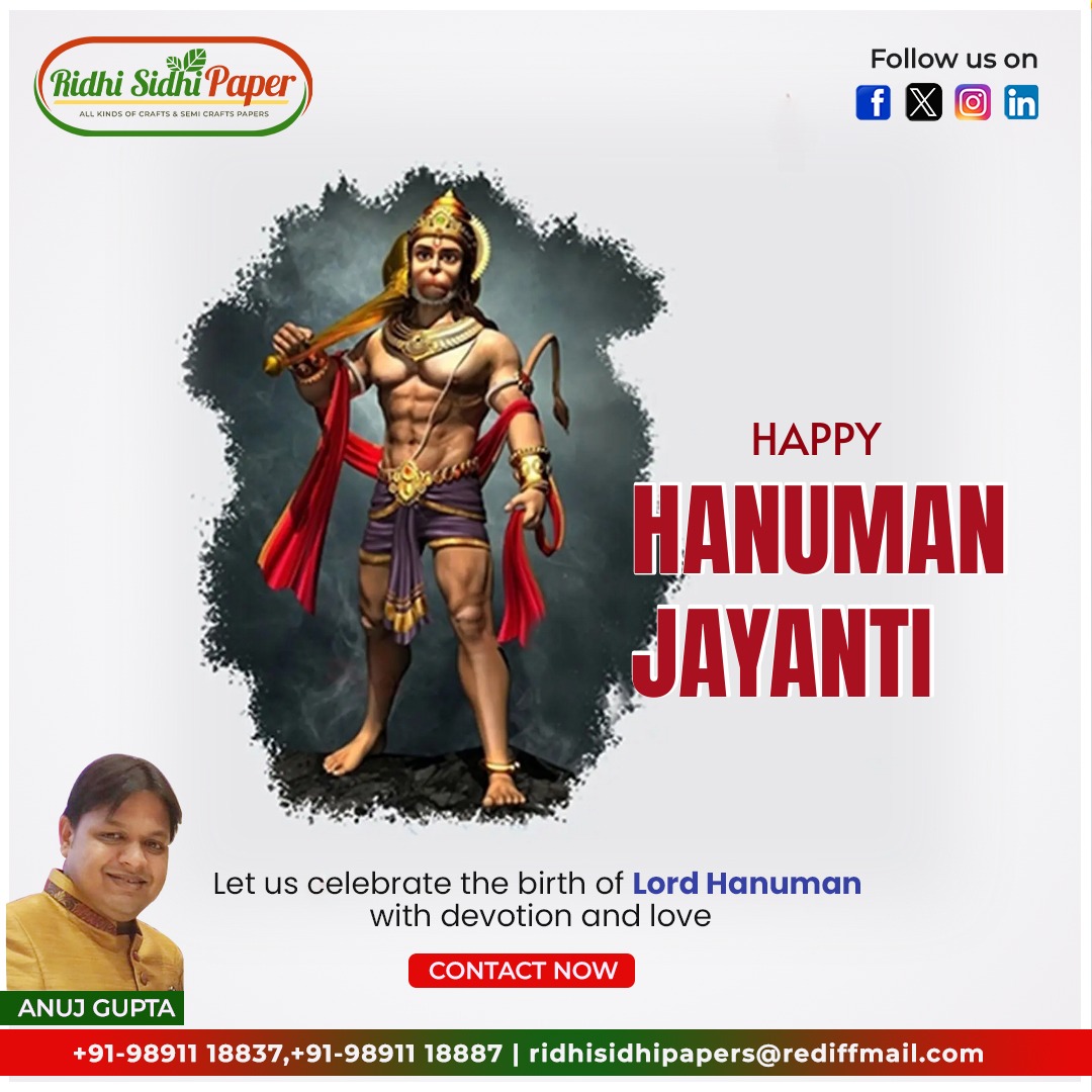 HAPPY HANUMAN JAYANTI
Call now:- +91-98911 18837,+91-98911 18887
Mail now:- ridhisidhipapers@rediffmail.com
#hanumanji #hanuman #bajrangbali #lordhanuman #ram #hanumanchalisa #jaishreeram #jaihanuman #hindu #hanumanjayanti #hinduismtoday