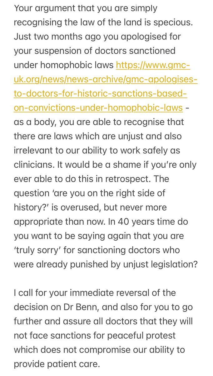 I sent this email to @gmcuk regarding the suspension of Dr Sarah Benn @RCPCHtweets @RCPCHPresident @amateuradam @DoctorsXr @DrMikeMckean @doctor_oxford @ShaunLintern