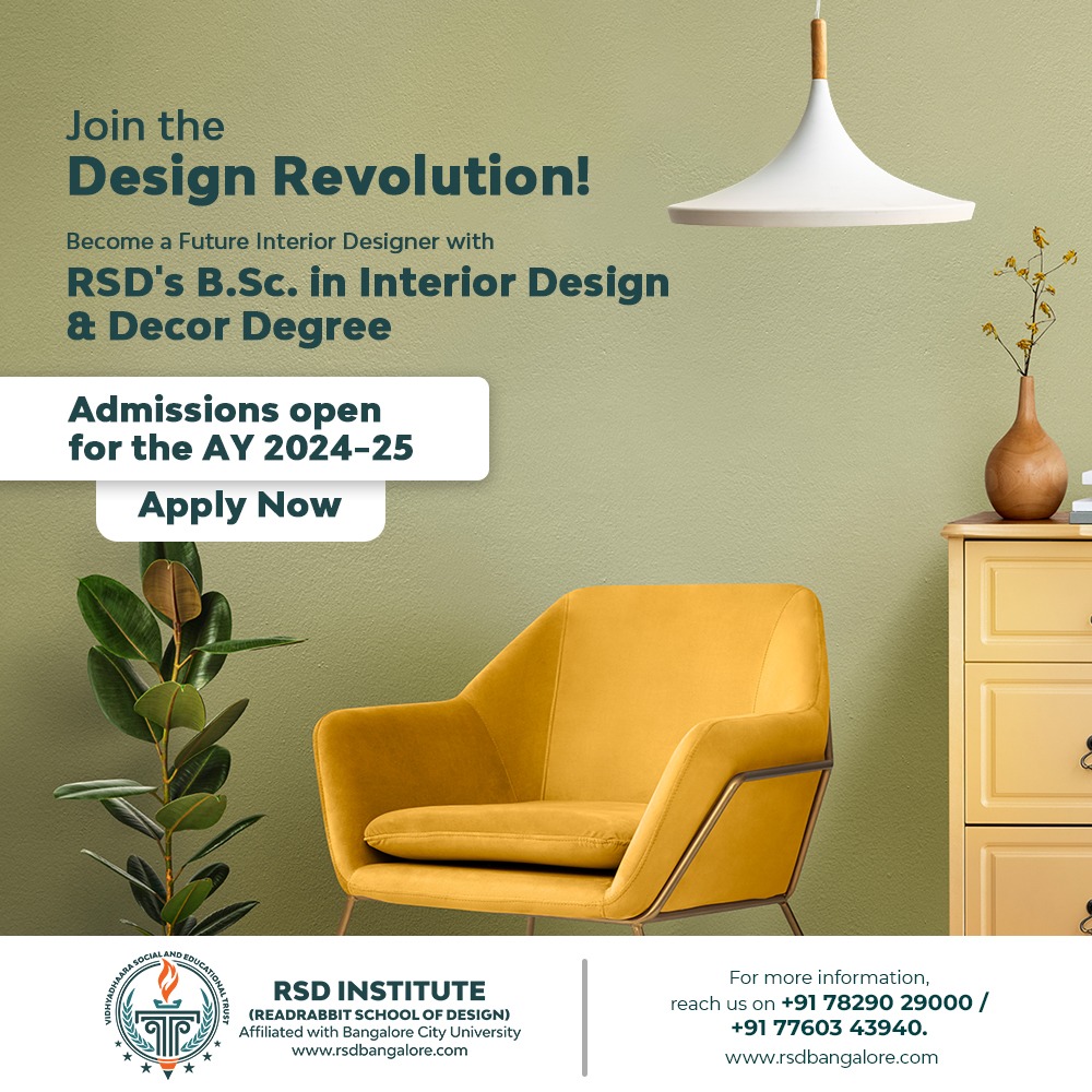 Imagine a career where creativity meets functionality. Shape the future of spaces with a B.Sc. in Interior Design & Decor at RSD Institute. 

#InteriorDesignCareer #MakeYourMark #rsdinstitute #rsdinstitutebangalore #interiordesigndegree #degreeindesign