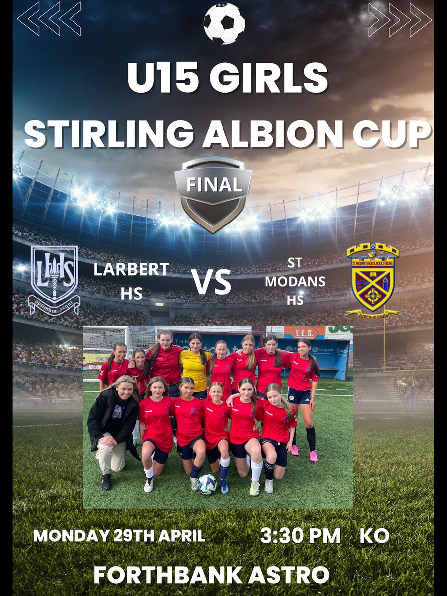 Huge final game of the season for our girls, hard work pays off Come and support them if you have some time. Looking to make it a double thin season, difficult game against a good team. Regardless of the result it’s been a fantastic year! ⚽️🏆 @LHS_HWB @LarbertHigh @Larbert_Sport