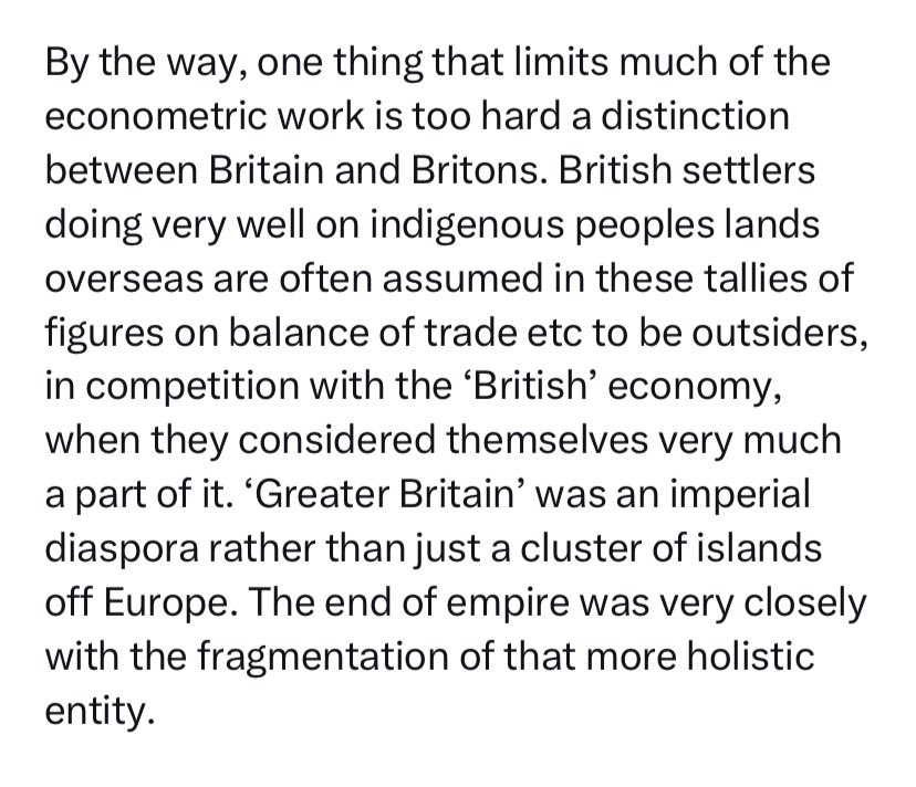 The recent debates on colonialism’s contribution to British economic predominance, sparked by @KemiBadenoch & her allies, need to be cast in a wider frame: it’s the imperial economy that matters, not the inflows & outflows from the British Isles alone. For an example of…