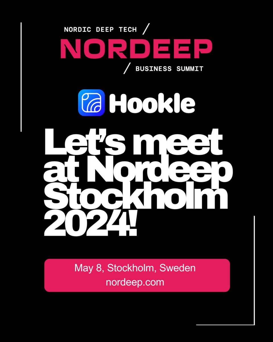Hookleinc's tweet photo. Attention🥳🚀 AI-powered Hookle is gearing up for the @NordeepSummit in Stockholm. Stay tuned for updates and innovations in the world of social media management! 🌟 #AI #Hookle #SocialMediaMarketing #Nordeep

Check out more details here: https://t.co/RIVl6zYZgM https://t.co/WOXZVCD1hn