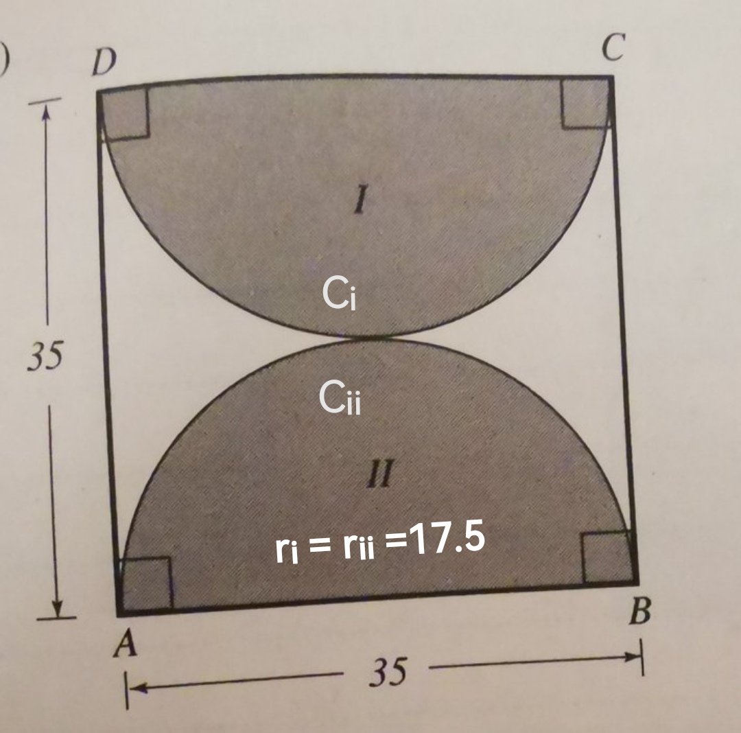 @KungunyaB39708 Shaded area: Cᵢ = Cᵢᵢ
Areaᵢ₊ᵢᵢ = 𝝅r²:
╰┈┈┈┈➤ Aᵢ₊ᵢᵢ = 17.5² 𝝅  unit²