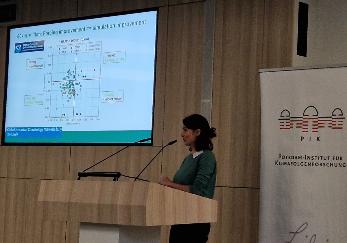 Higher spatial resolution of #CHELSA climate data impoves #ClimateChange impact models across @ISIMIPImpacts sectors. Johanna Malle from @WSL_research made this point by showing the first results of the @snsf_ch PROCLIAS COST action @climateimpacts_ project ADOHRIS @PIK_Climate