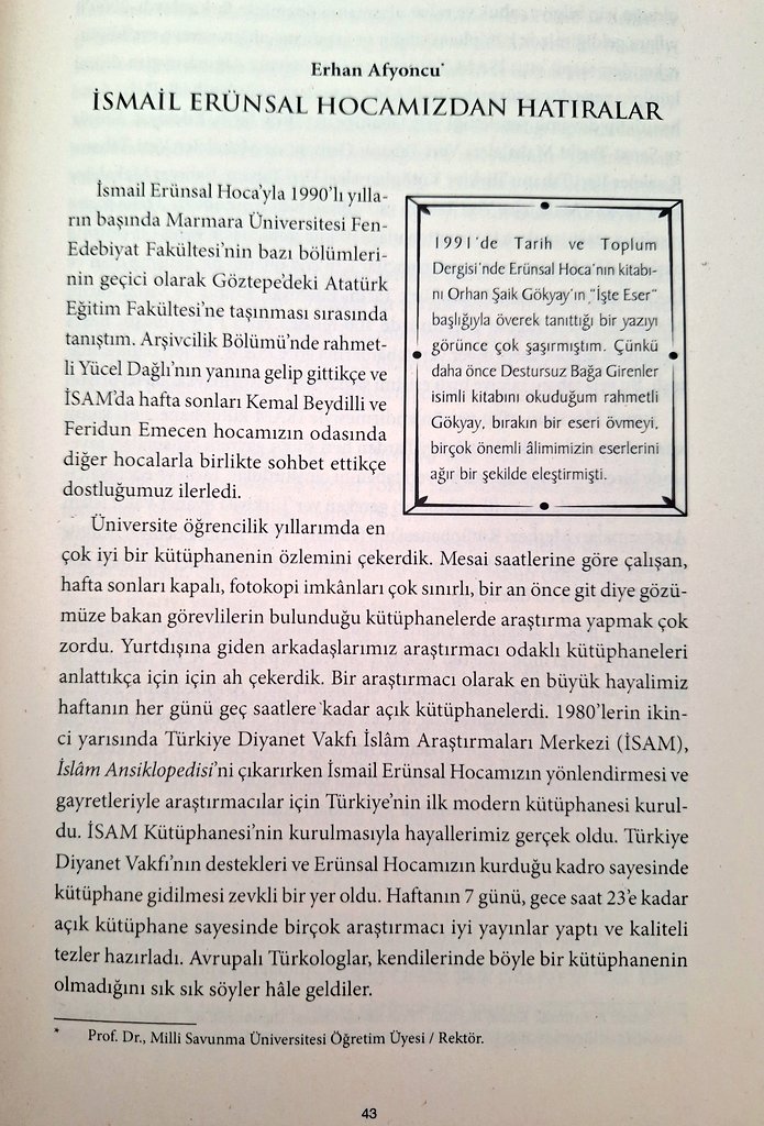 'İSAM Kütüphanesi'nin kurulmasıyla hayallerimiz gerçek oldu. Türkiye Diyanet Vakfı'nın destekleri ve Erünsal Hocamızın kurduğu kadro sayesinde kütüphane gidilmesi zevkli bir yer oldu.' 🔖Erhan Afyoncu @eafyoncu