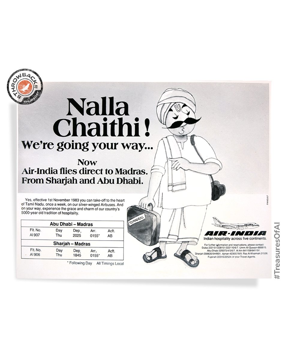 Throwback to our fabulous Maharaja announcing our connectivity to GMEA from Chennai. Remember to soak in the incredible warmth and hospitality when you fly with us! #FlyAI #AirIndia #TBT #TreasuresofAI