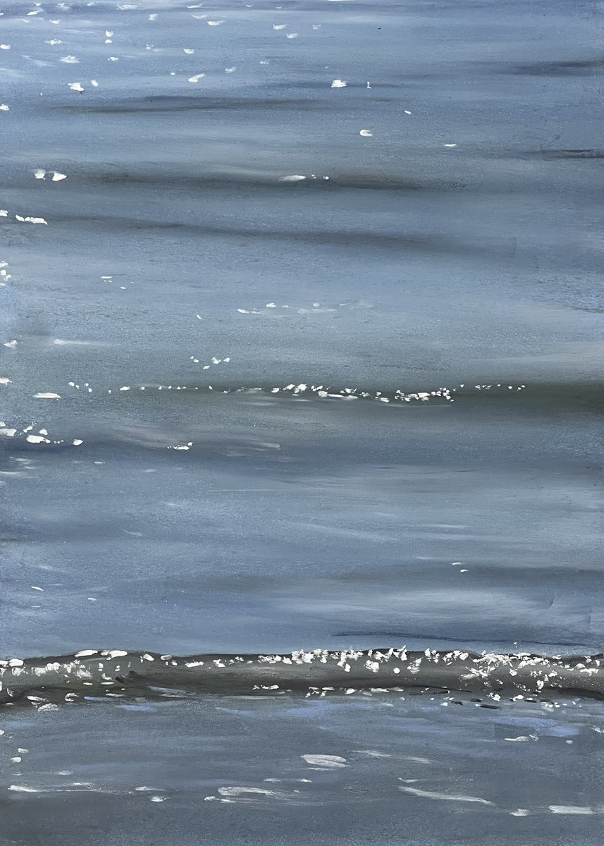 海の波 パステル画 今日のパステル画。 海の波。松原海岸。