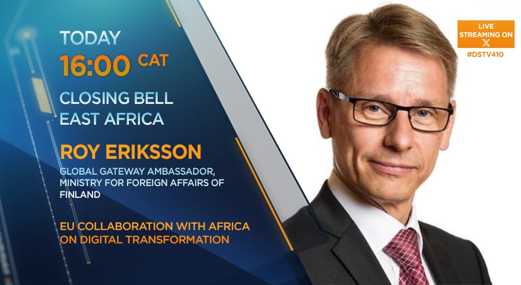 [WATCH] Today on #CBEA: EU collaboration with Africa on digital transformation. We're joined by Roy Eriksson (@RoyEriksson1), Ambassador for Global Gateway @ulkoministerio to discuss more. Tune into at 16h00 CAT or watch the live stream on X.