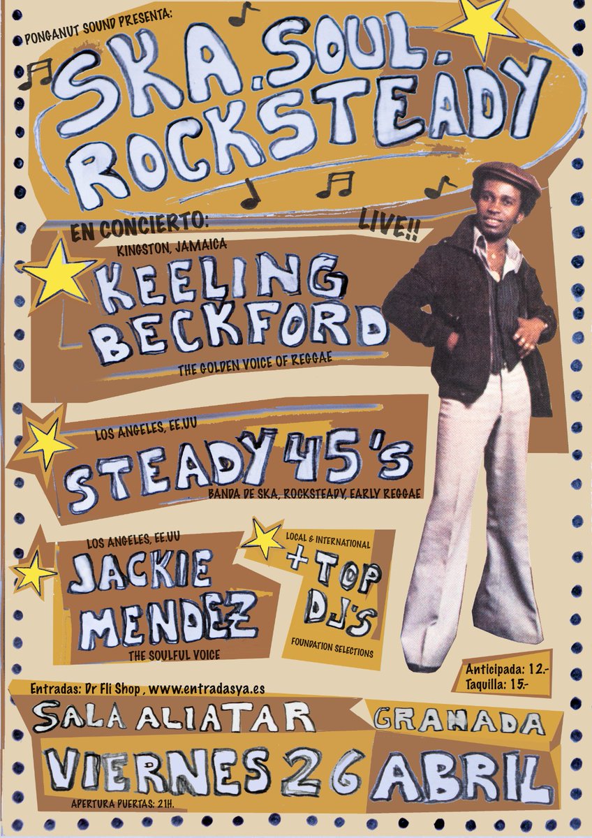 FARASHAFLAMENCA's tweet photo. Mañana un concierto irrepetible en @AliatarGranada para los amantes y conocedores musicales una ocasión única de ver en Granada a una leyenda viva #KellingBeckford desde Jamaica con @JackieMendez acompañados por la banda #Steady45's, entradas  en https://t.co/4nLzFKqsaS https://t.co/vC5LUuRQWw
