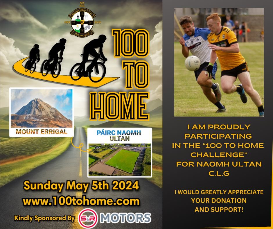 dandaman1234's tweet photo. On Sunday the 5th of May I will undertake a challenging 100km cycle from Mount Errigal to the heart of our club, Páirc Naomh Ultan. All proceeds are in aid of Naomh Ultan Gaa Club
You can sponsor me via this link:

https://t.co/rKbe7fGMta

All support will be highly appreciated! https://t.co/FHwukckoi7