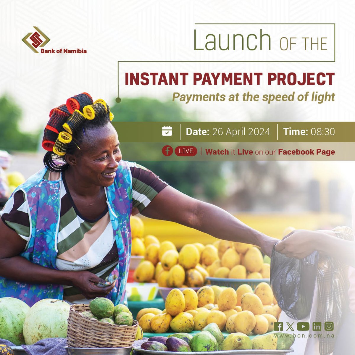 BankofNamibia's tweet photo. What is the Instant Payment Project and how does it promote financial inclusion in Namibia? Join us tomorrow for the grand launch to discover how this initiative aims to transform payments in Namibia, making financial services more accessible to everyone! 🇳🇦

Join us LIVE on our Facebook page at 08:30! Tune in and witness the change. 

#InstantPaymentProject #FinancialInclusion #Namibia