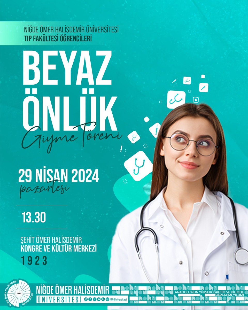 Geleceğin hekimleri önlüklerini giyecek.👩🏼‍⚕️🥼🧑🏻‍⚕️ Üniversitemiz Tıp Fakültesi öğrencilerinin önlük giyme heyecanlarına ve coşkularına ortak olmaya bekleriz.🙋🏻 @DrHasanUslu #NÖHÜ #Niğde #NiğdeTıp