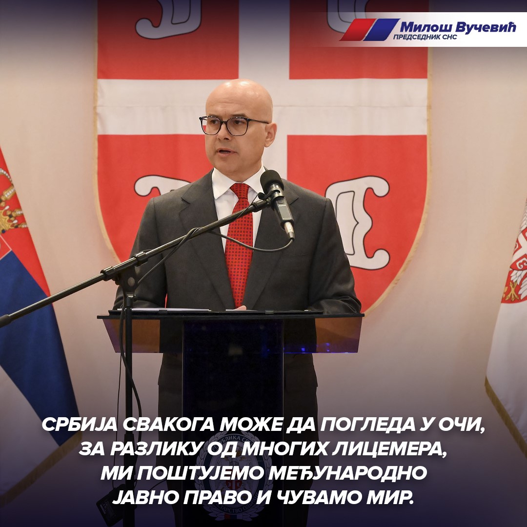 sns_srbija's tweet photo. Србија свакога може да погледа у очи, за разлику од многих лицемера, ми поштујемо међународно јавно право и чувамо мир.  🇷🇸🇷🇸🇷🇸 @milos_vucevic #SNS #Srbija https://t.co/fXYtCLRSdS