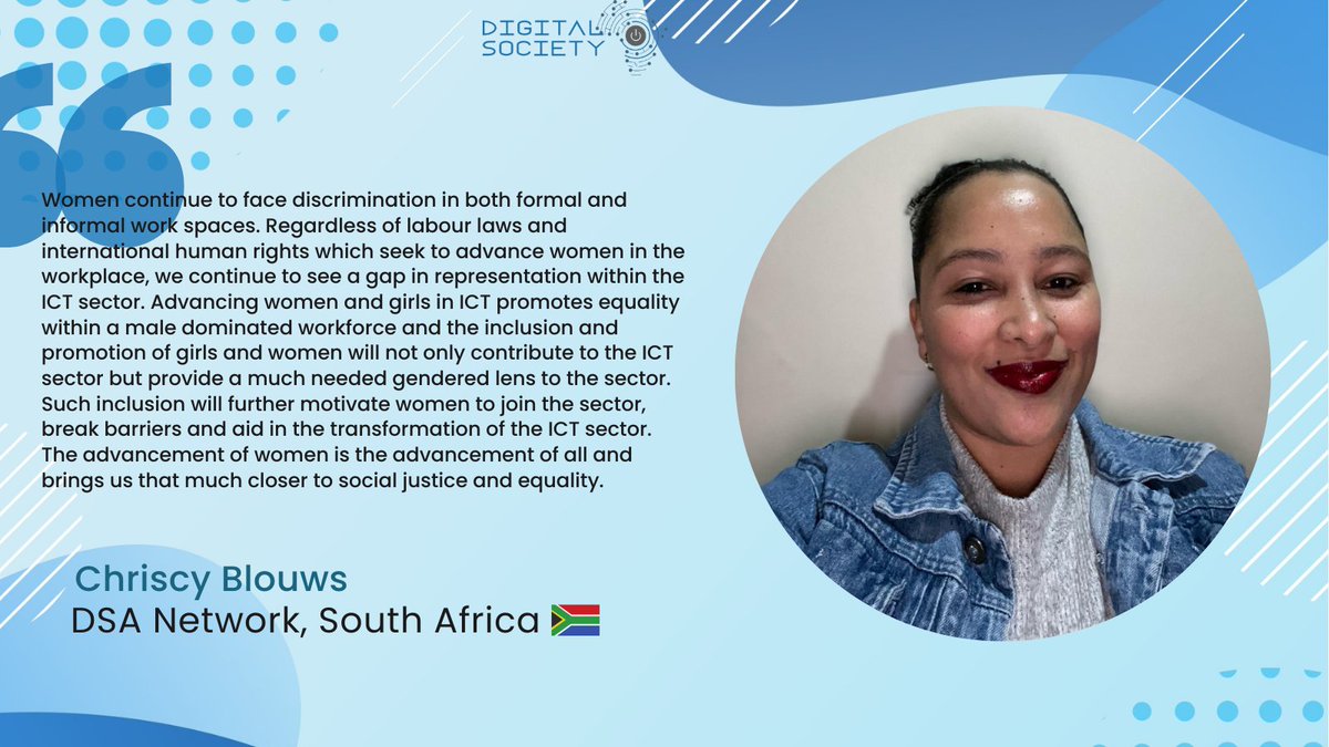 Having more women in the ICT sector bridges the gender gap, brings us closer to equality and encourages more women to join the sector, says Chriscy 🇿🇦