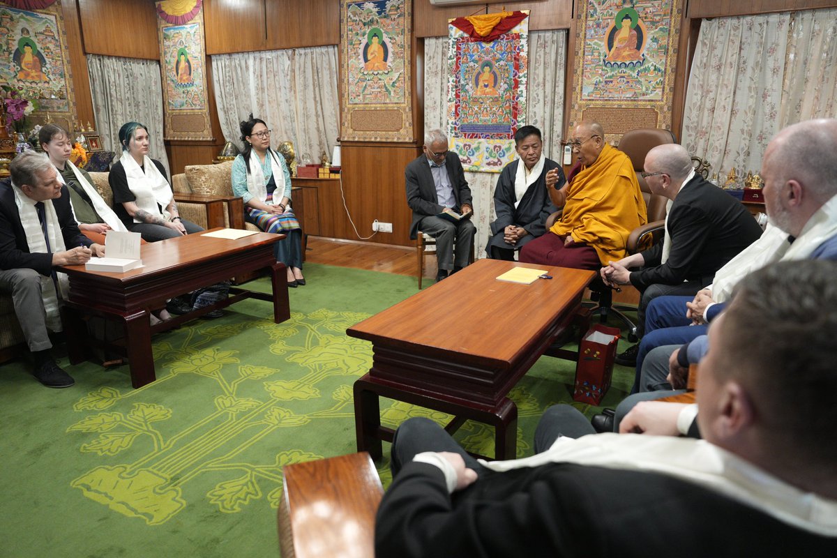 In Photos. His Holiness the 14th Dalai Lama met and interacted with Estonian Parliamentarians and Tibet Support Group delegation escorted by Representative Sonam Frasi of the Office of Tibet-London at his residence in Dharamshala on 25 April 2024.