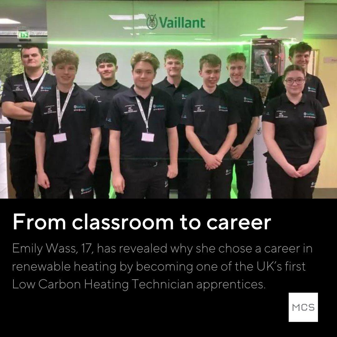 Emily Wass, 17, is part of the first cohort to embark on the Low Carbon Heating Technician Apprenticeship. Emily is completing her apprenticeship with @vaillantuk and @derbycollege. 👉 bit.ly/3UxWjnF