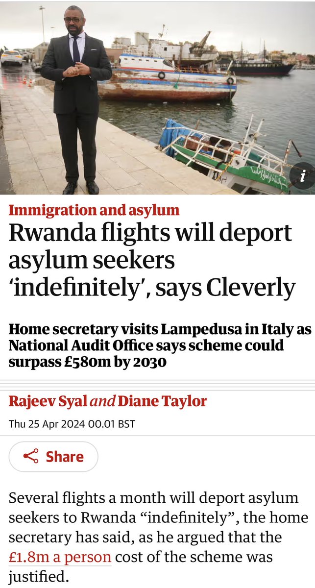 13sarahmurphy's tweet photo. An asylum backlog of 100,000 people and growing. A Rwanda plan that may forcibly deport c. 100 at a cost of half a £Bn and growing. A refusal to process any claims. It’s not meant to work. It’s meant to hurt and hate and divide. That’s all this govt does. 
https://t.co/QYawJC0Rbm https://t.co/xhJushC4Js