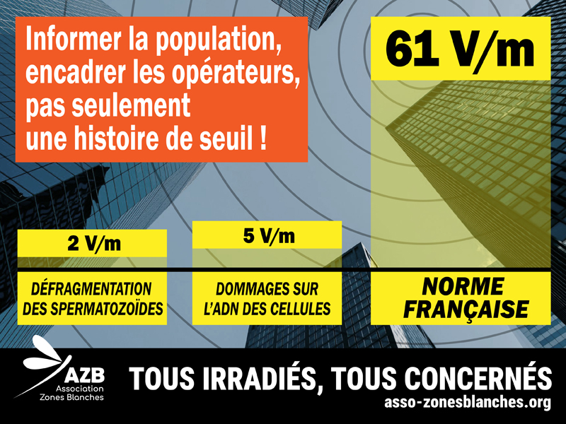 AZB_ehs_mcs's tweet image. INFORMER LA POPULATION, ENCADRER LES OPERATEURS,
PAS SEULEMENT UNE HISTOIRE DE SEUIL !

Nos visuels ici  :
asso-zonesblanches.org/visuels-dinfor…

-
#Electrosmog #Ondes #AntennesRelais #Stop5g #OndesElectromagnétiques #Santé #Antennes #Prévention #RFwaves #wifi #smartphones #safeconnections