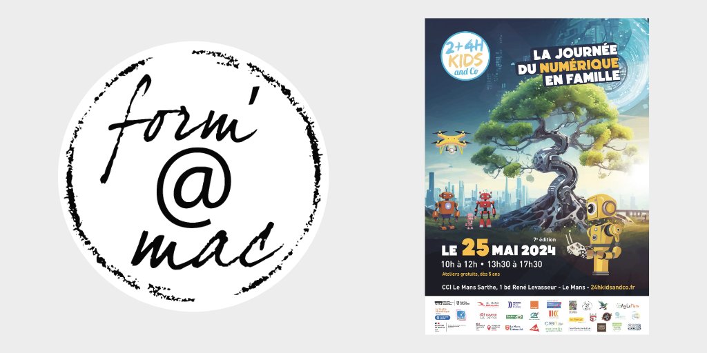 #savethedate : 25 mai 2024 🗓️

C'est la 7e édition de l'évènement 2+4H Kids and Co au Mans

24hkidsandco.fr

Cette année, je vous propose un atelier avec le BBC micro:bit

Inscriptions ouvertes : 24hkidsandco.fr/eventatelier/a…

<a href="/microbit_edu/">Micro:bit Educational Foundation</a> #events <a href="/cci72/">CCI Le Mans & Sarthe</a> <a href="/RucheNumerique/">RucheNumerique</a>