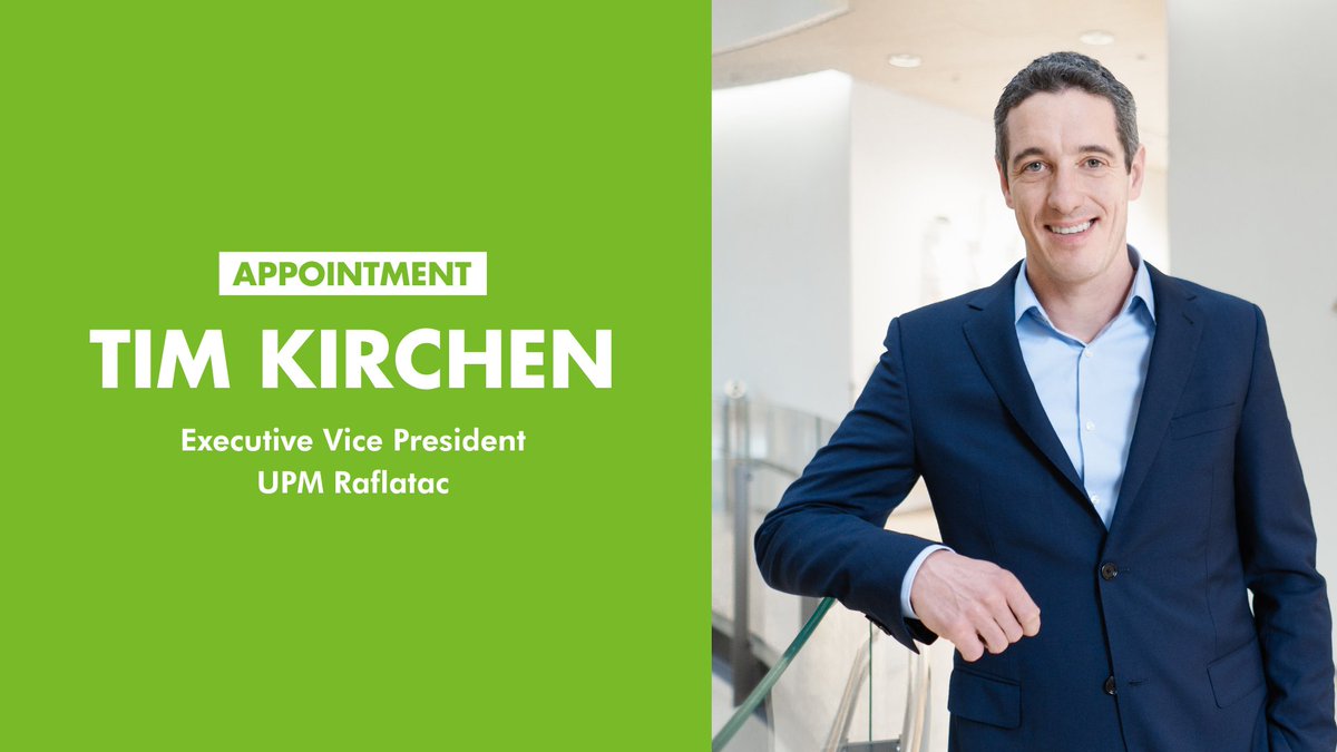 Tim Kirchen appointed Executive Vice President, UPM Raflatac and member of the Group Executive Team. Best of luck, Tim! 🙌 ✍️ go.upm.com/44hmmmq